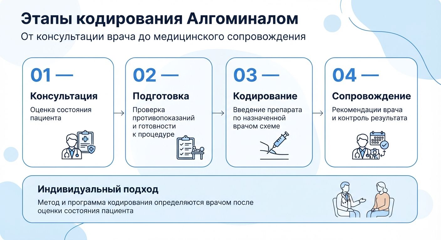 Кодирование препаратом «Алгоминал» в Алёшки инфографика